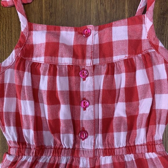 MONSOON Baby Girls Romper 3-6 Embroidered Red & White Checks Infant Playsuit - Picture 4 of 7